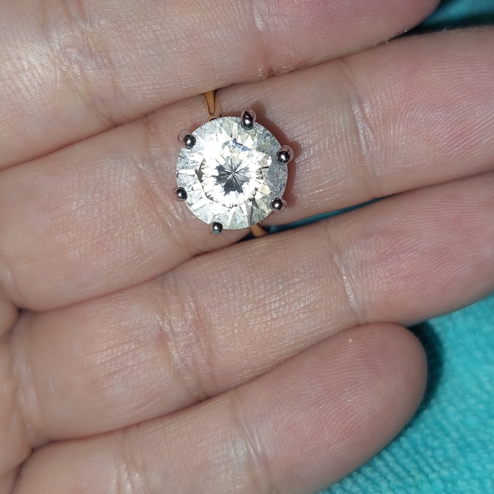 Silver And Gold 18k HGE Women's Solitare Ring